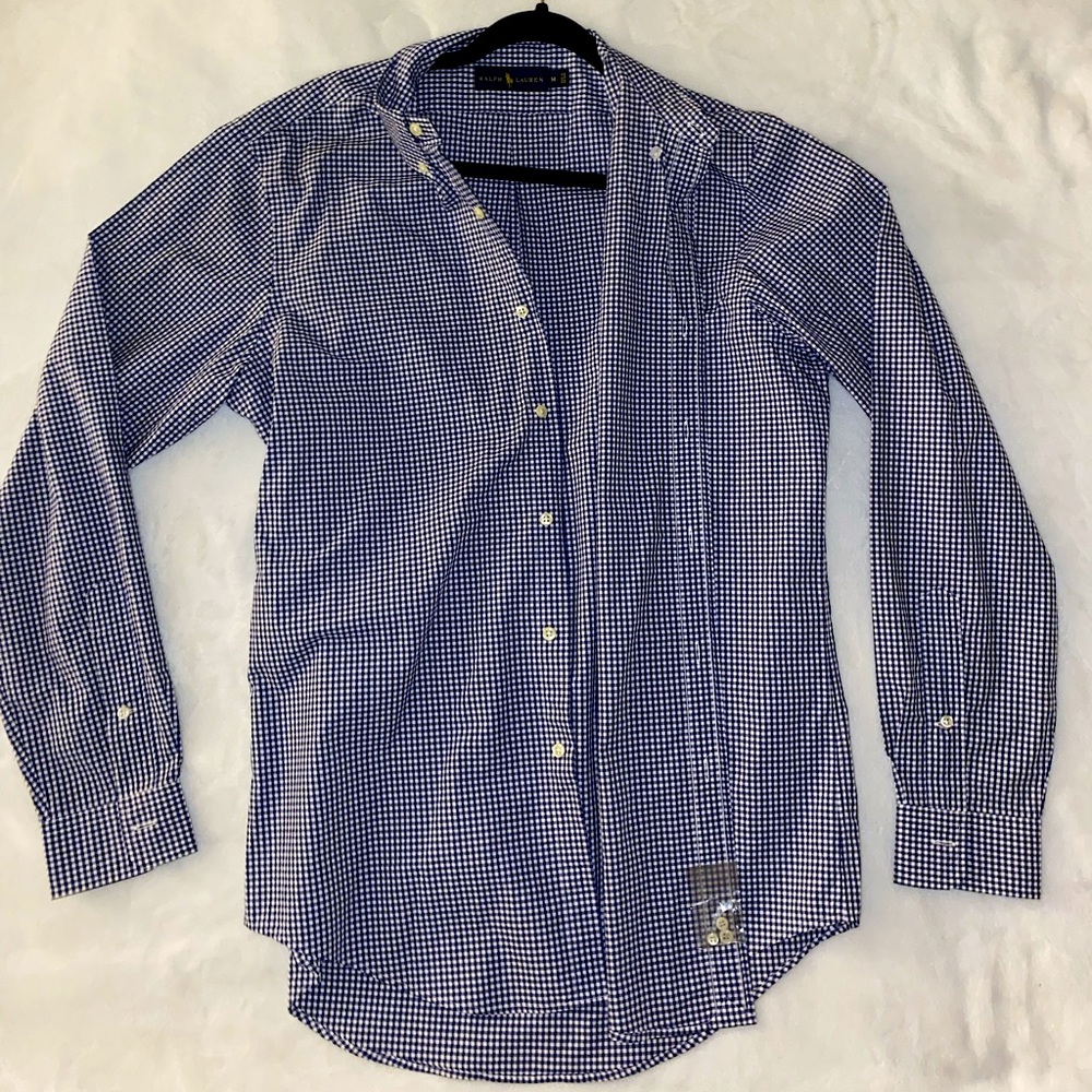 NEW Ralph Lauren Classic Fit Gingham Stretch Poplin Button Up Shirt - Picture 4 of 6
